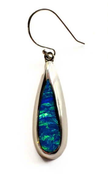 Silver Lined Opal Drop Earrings