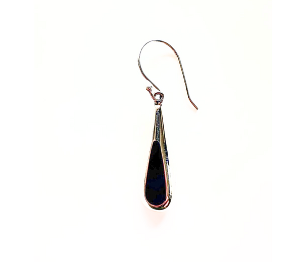 Small Silver Lined Onyx Tear Drop Earrings