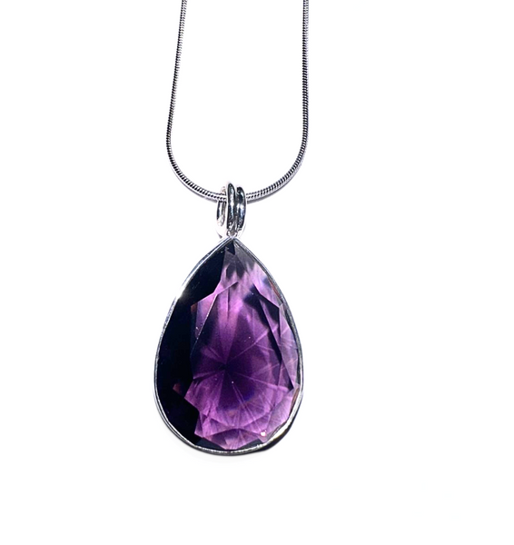 Purple Crystal Teardrop Pendant