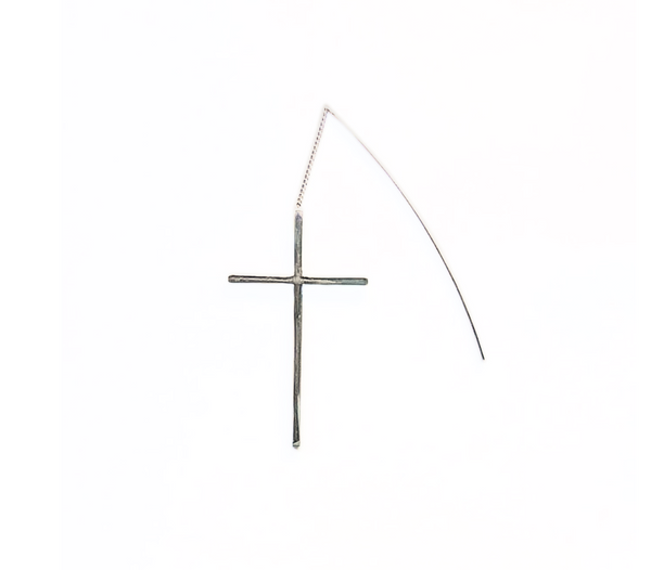 Sterling Silver Cross Threader Earrings