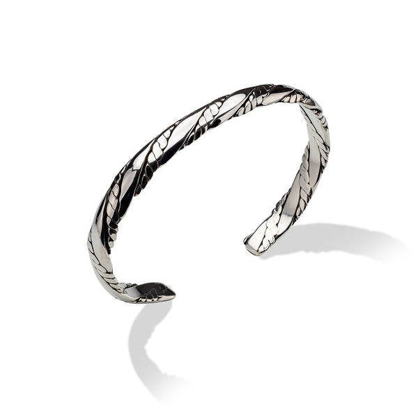 Sterling Silver Flattened Twisted Rope Cuff Bracelet