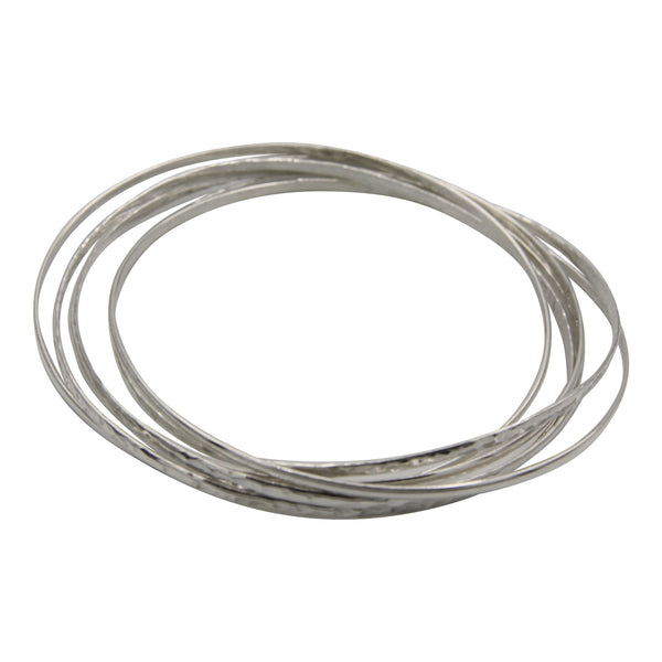 Sterling Silver Hammered Connected Bangle Bracelet