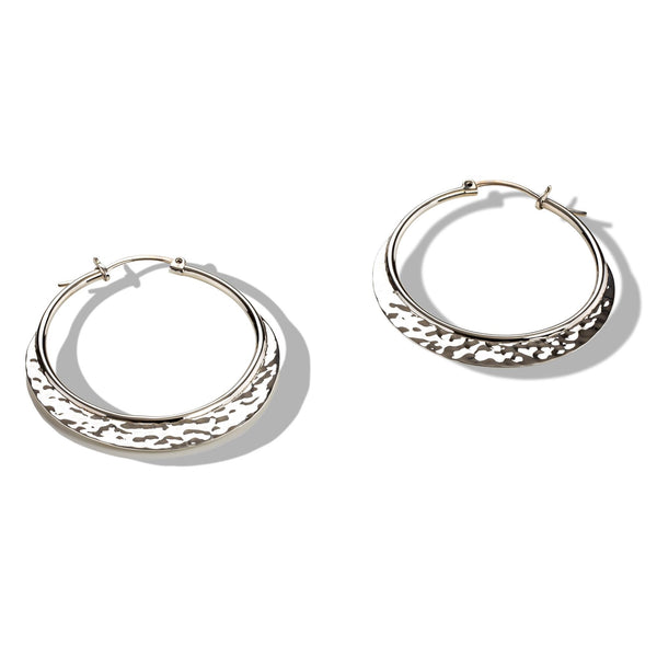 Sterling Silver Hammered Hoop Earrings