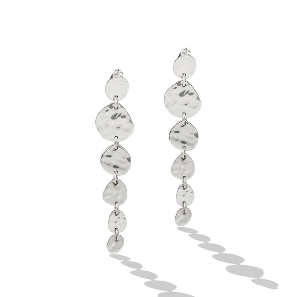 Sterling Silver Rustic Circle Drop Post Earrings