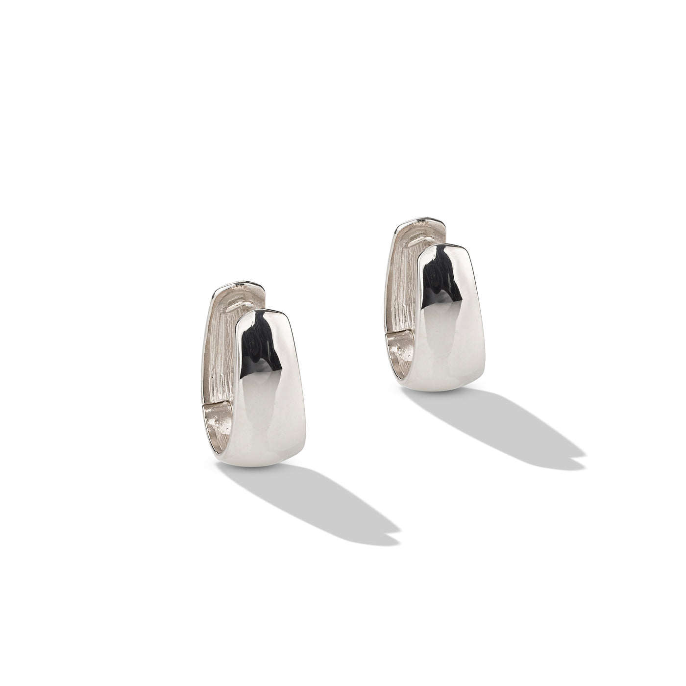 Sterling Silver Huggie Oval Hoop Earrings