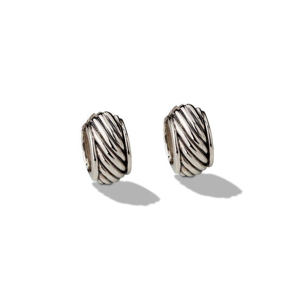 Sterling Silver Textured Huggie Earrings