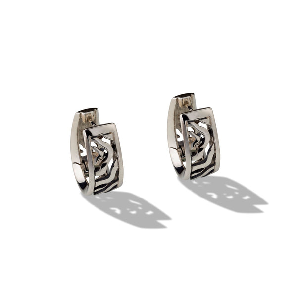 Sterling Silver Huggie Patterned Earrings