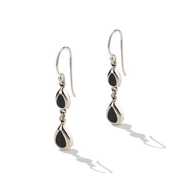 Sterling Silver Small Onyx Drop Earrings