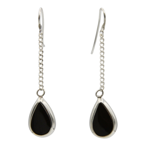 Sterling Silver Onyx Tear Drop Earrings