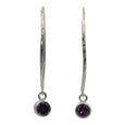 Sterling Silver French Wire Amethyst drop Earrings