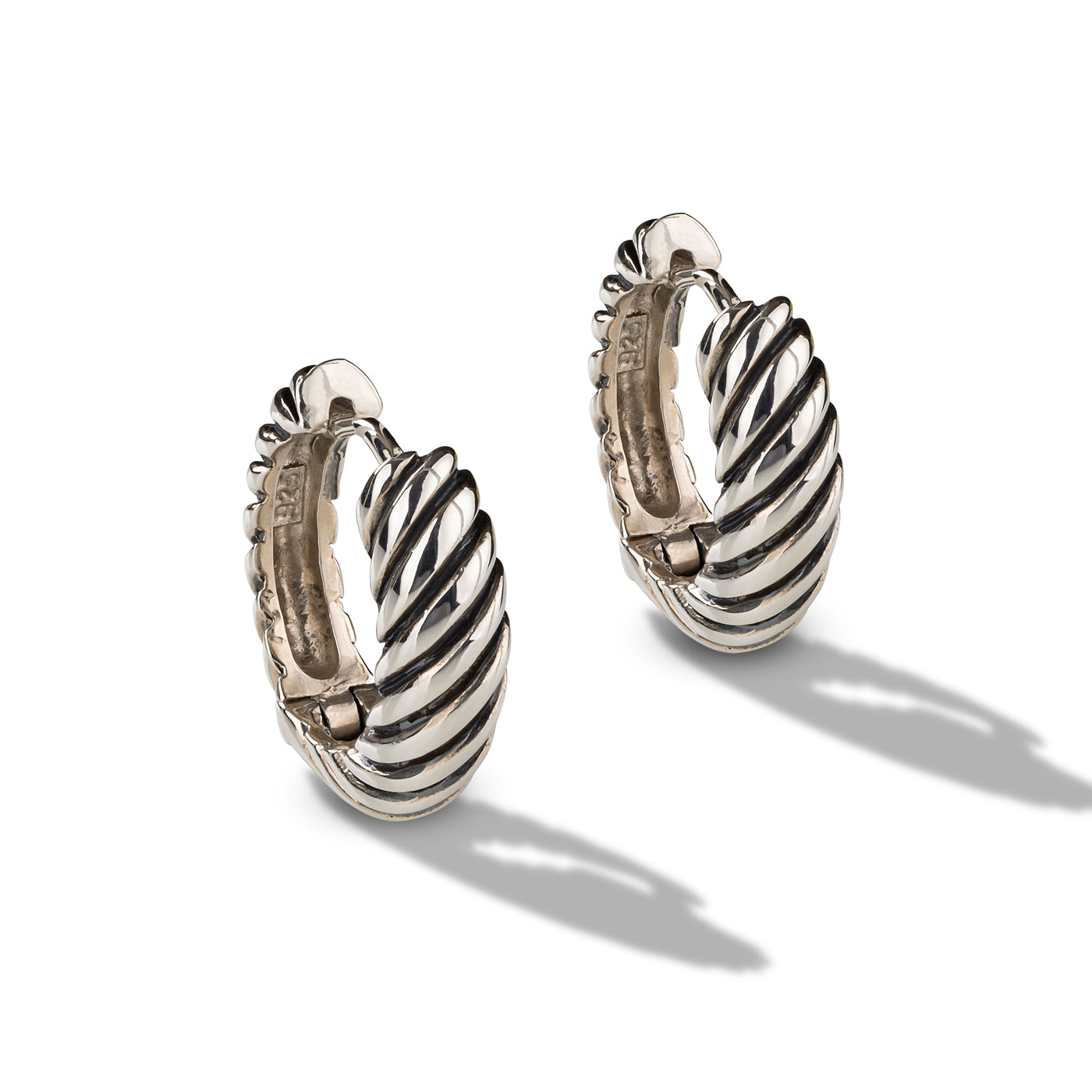 Sterling Silver Huggie Patterned Earrings