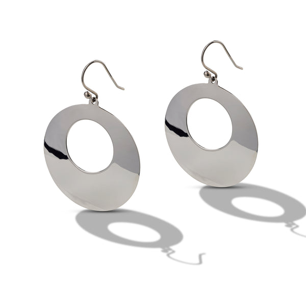 Large Polished Circle Earrings