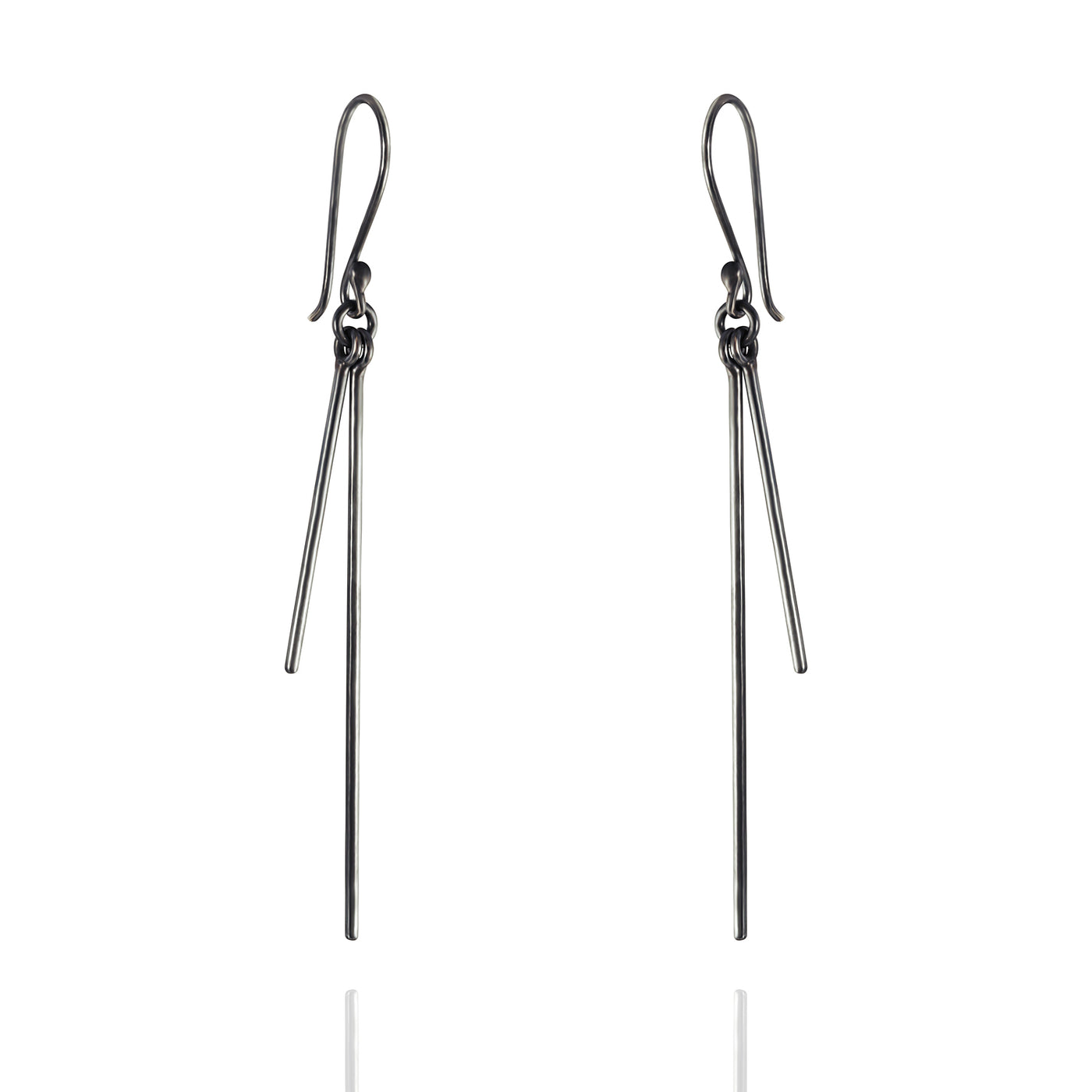 Sterling Silver Blackened Double Bar Drop Earrings