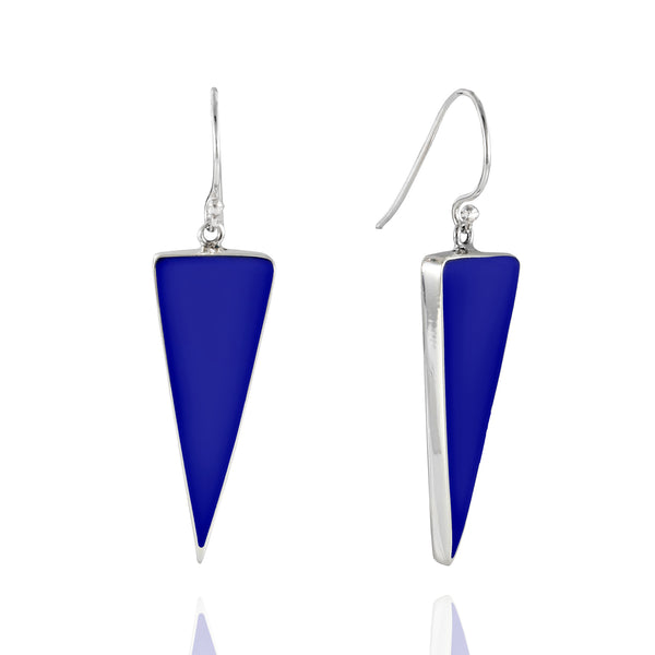 Sterling Silver Lapis Lazuli Triangle Drop Earrings