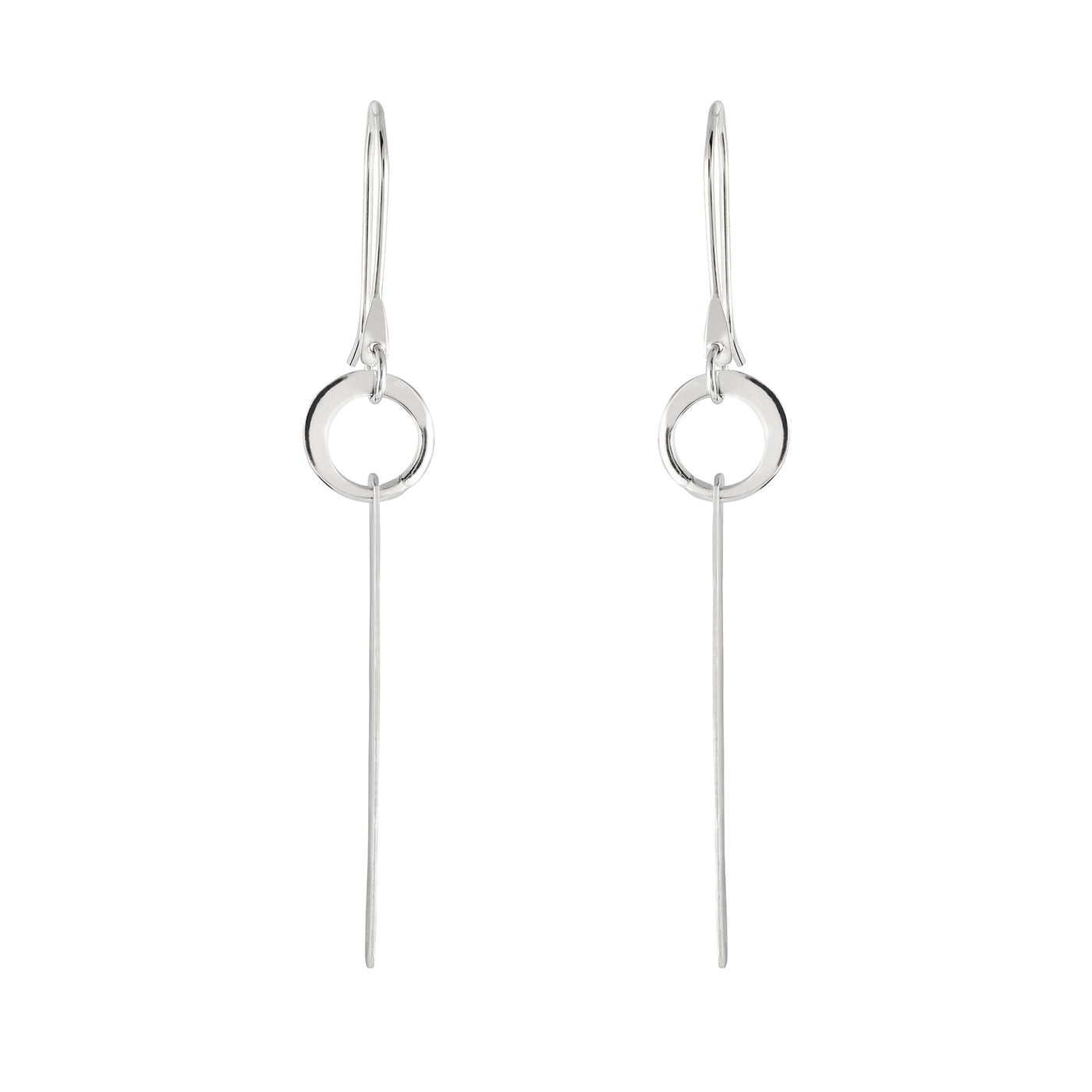 Sterling Silver Circle Bar Drop Earrings