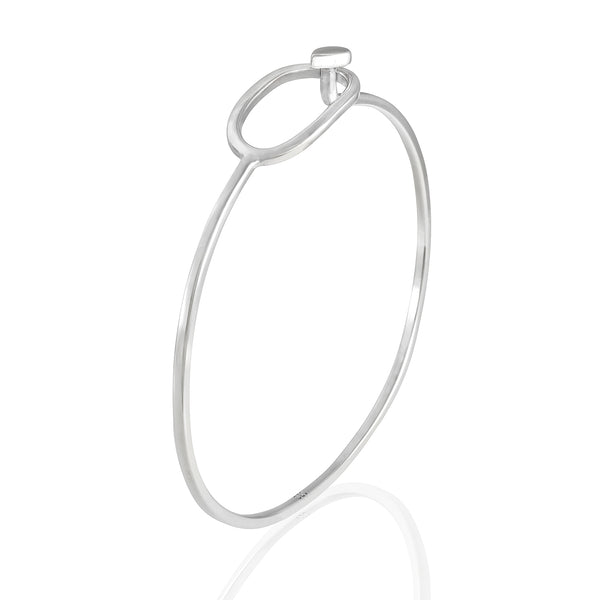 Sterling Silver Flexible Loop Catch Bangle Bracelet