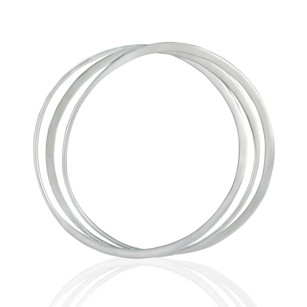 Sterling Silver Half Flat Interlocking Bangles