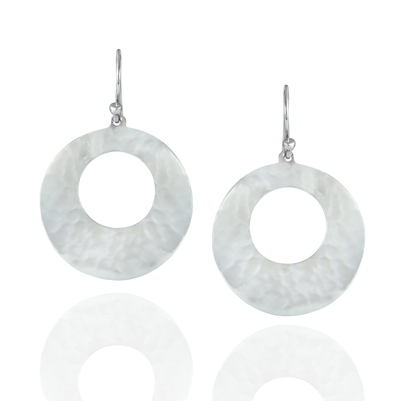 Sterling Silver Hammered Circle Drop Earrings