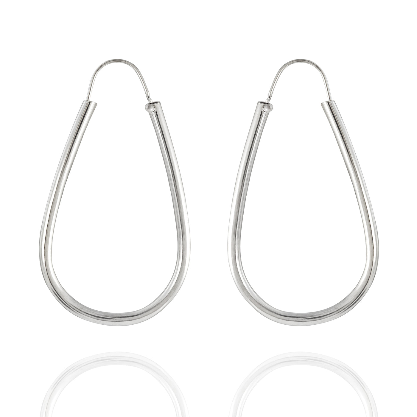 Sterling Silver Round Oval Hoop Earrings
