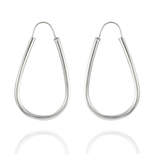 Sterling Silver Round Oval Hoop Earrings