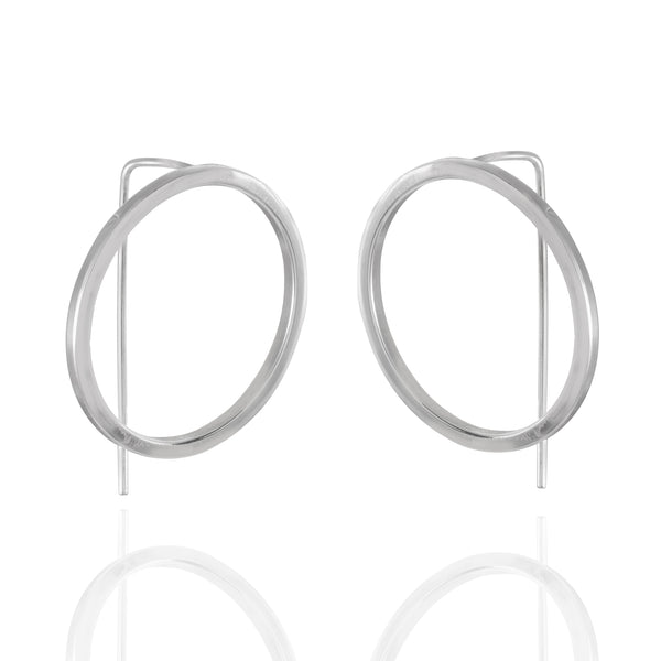 Sterling Silver Circle French Wire Earrings
