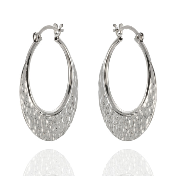 Sterling Silver Hammered Hoop Earrings