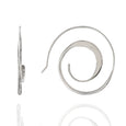 Sterling Silver Hammered Spiral Long French Wire Earrings