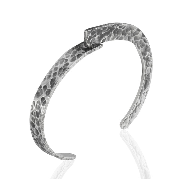 Sterling Silver Hammered Oxidized Cuff Bracelet