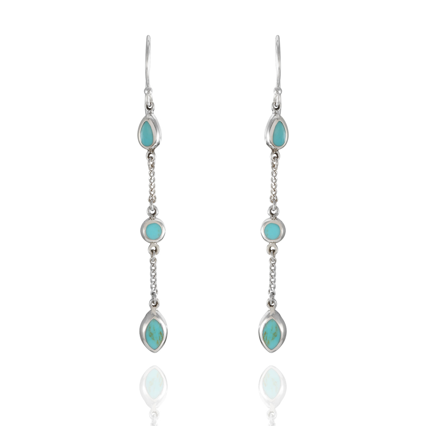 Sterling Silver Triple Turquoise Drop Earrings