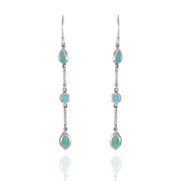 Sterling Silver Triple Turquoise Drop Earrings