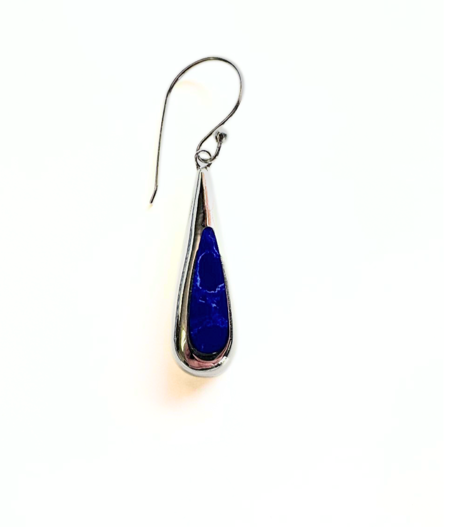 Small Silver Lined Lapis Lazuli Tear Drop Earrings