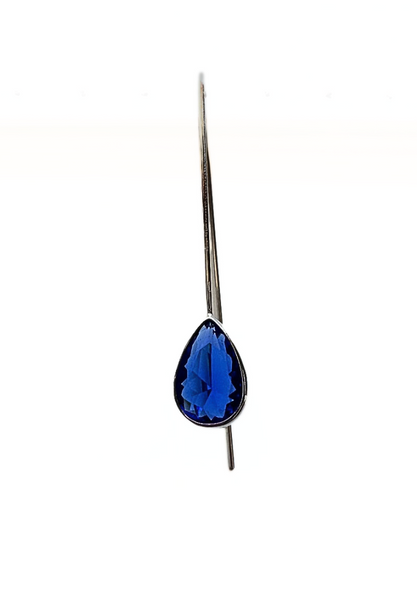 Long Deep Blue Swarovski Crystal Tear Drop Earrings