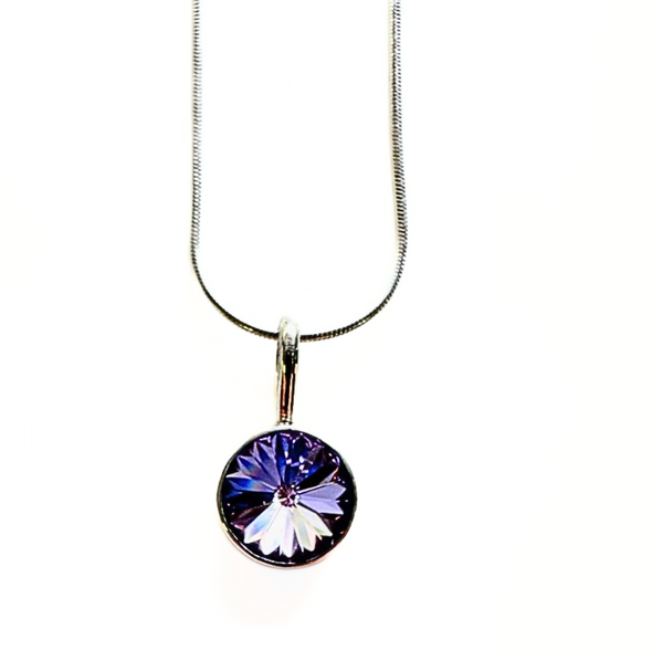 Purple Swarovski Crystal Circle Pendant