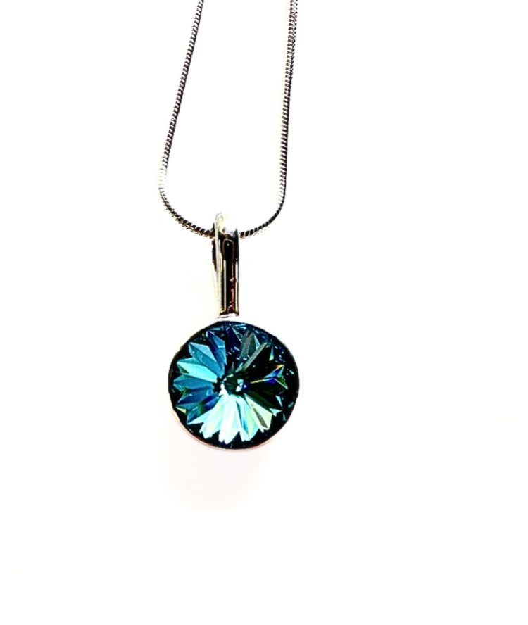 Blue Swarovski Crystal Circle Pendant