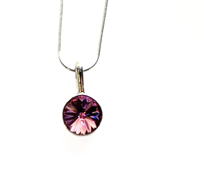 Pink Swarovski Crystal Circle Pendant