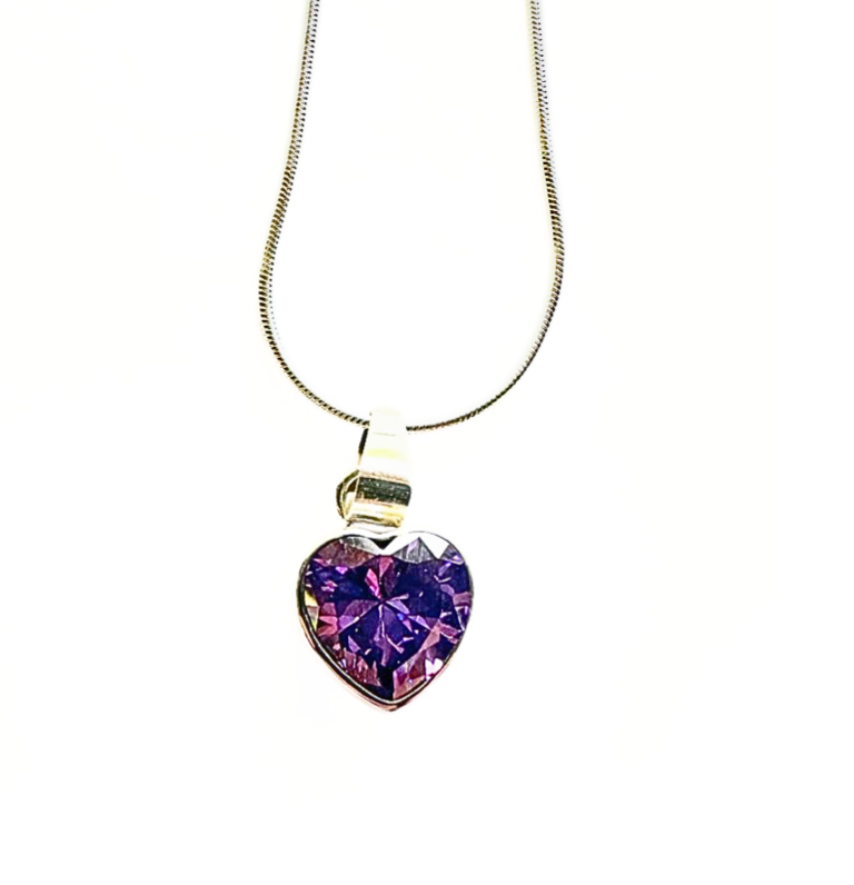 Purple Swarovski Crystal Heart Pendant
