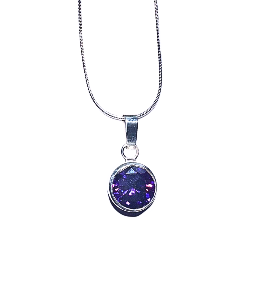 Purple Swarovski Crystal Circle Pendant