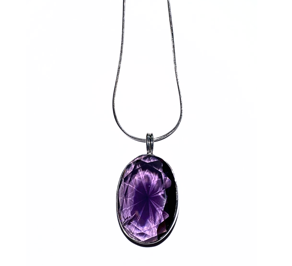 Purple Crystal Oval Pendant