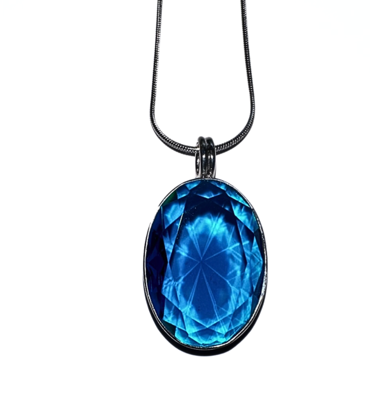 Blue Crystal Oval Pendant