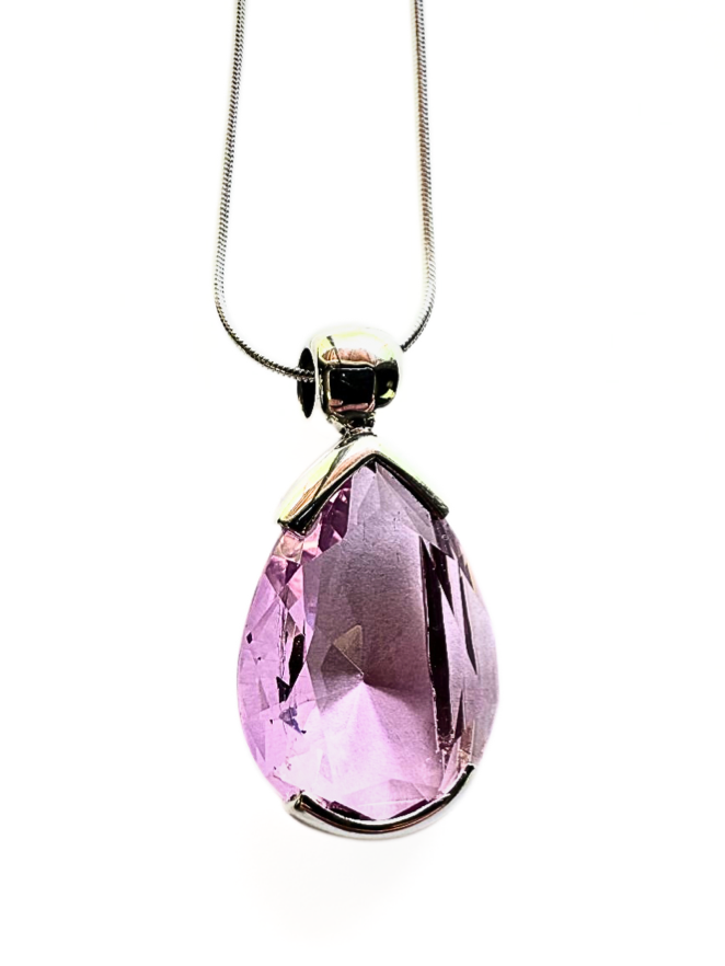 Pink Crystal Oval Pendant