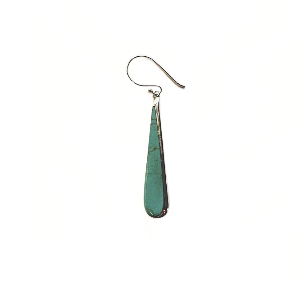 Silver Turquoise Almond Drop Earrings