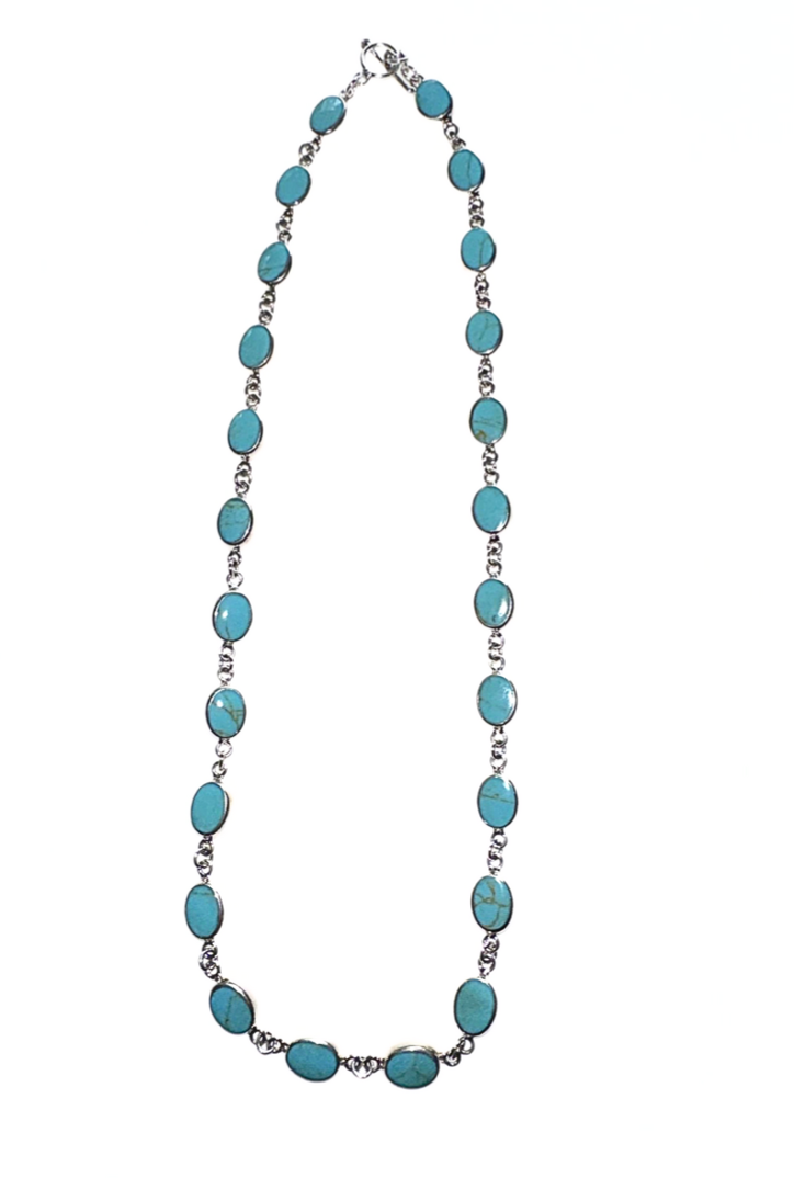 Large Turquoise Stone Chain Necklace