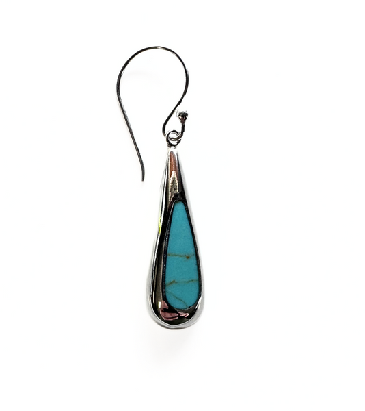 Small Silver Lined Turquoise Tear Drop Earrings