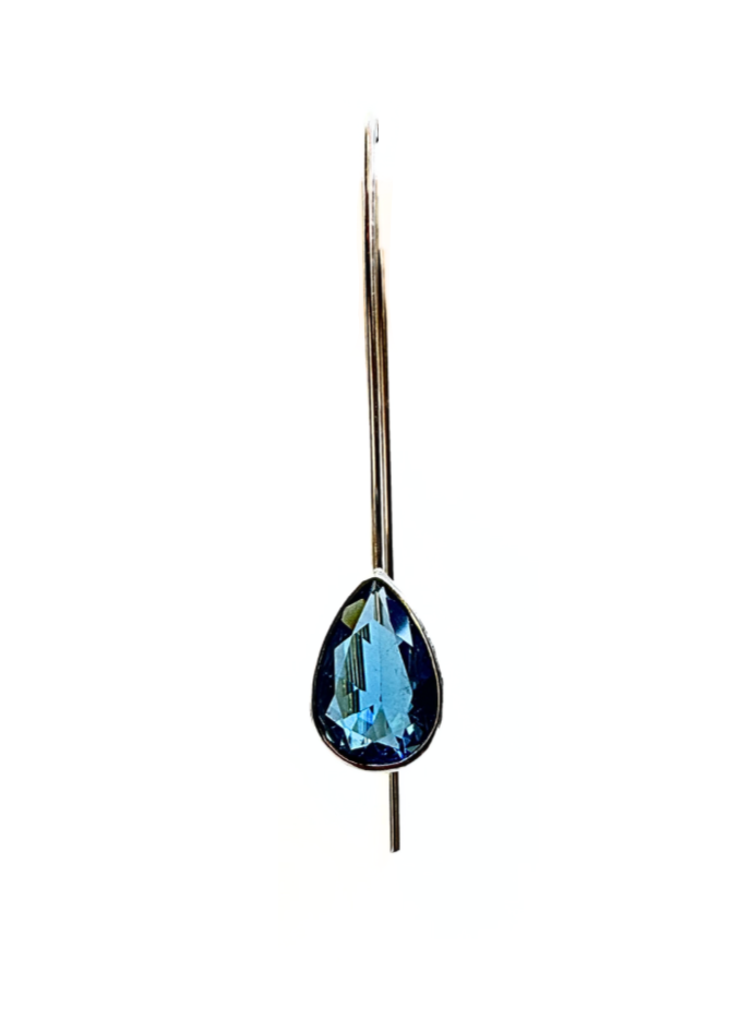 Long Blue Swarovski Crystal Tear Drop Earrings
