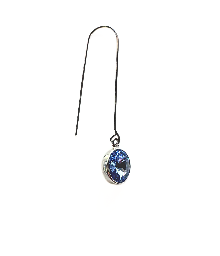 Light Blue Swarovski Crystal Circle Drop Earrings