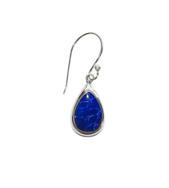 Small Silver Lined Lapis Lazuli Drop Earrings