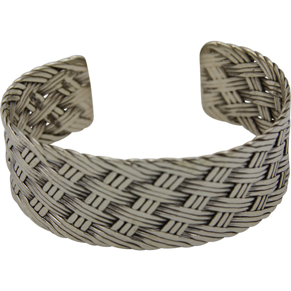 Sterling Silver Thick Braided Cuff Bracelet