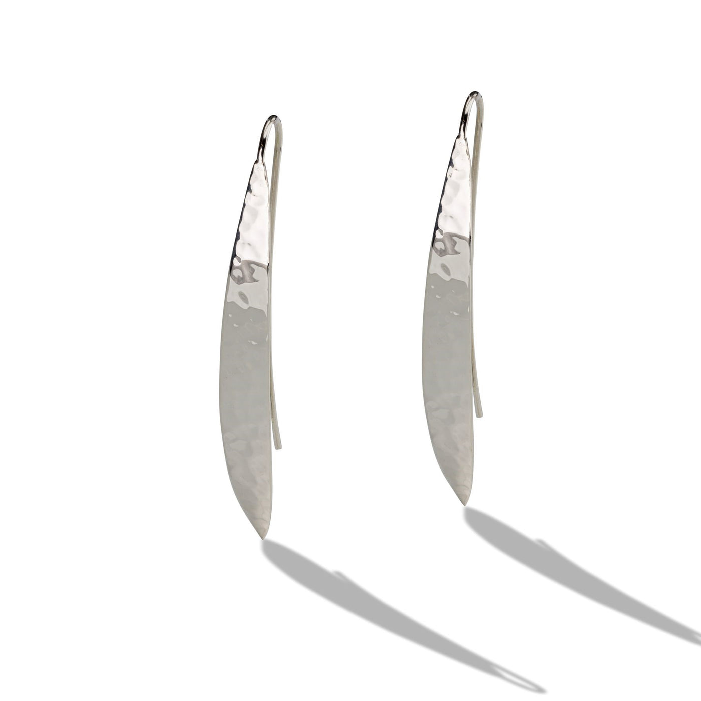 Sterling Silver Hammered Long French Wire Earrings