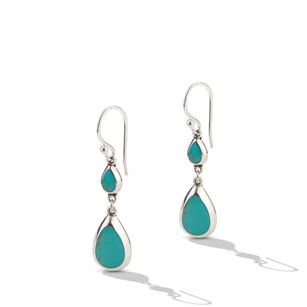 Sterling Silver Turquoise Double Drop Earrings