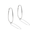 Sterling Silver Rustic Oblong Hammered Hoop Earrings